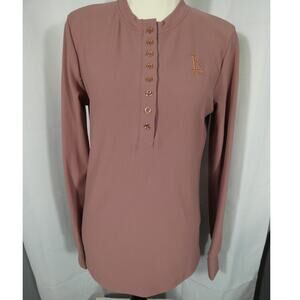 Calliope Women's Henley Long Sleeve XL Pink Shirt Athleisure Golf Stretchy NWT